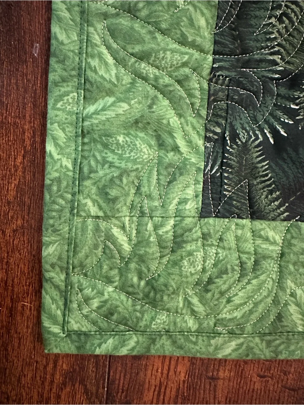 Handmade Green Patchwork Quilted Throw Blanket